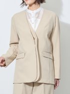 【ニコル クラブ/NICOLE CLUB】のレイヤード風ノーカラージャケット 大人の最旬トレンドファッション＆コーディネート founy(ファウニー) ファッション Fashion レディースファッション Fashion for Women アウター Coat / Outerwear Collection レディースジャケット・軽アウター Jackets ノーカラージャケット / シンプル上品コーデ Collarless Jackets インナー Innerwear シンプル Simple, Minimal ジャケット Jacket, Outerwear スマート Smart, Elegant セットアップ Set-Up, Coordinated Outfit トレンド Trend, Trending Now フォルム Silhouette, Form フロント Front, Front Design ボトム Bottoms, Lower Wear ミックス Mix, Mixed Style リアル Real, Realistic エレガント 上品 Elegant thumbnail 18ベージュ|ID: prp329100004975239 ipo3291000000037296971