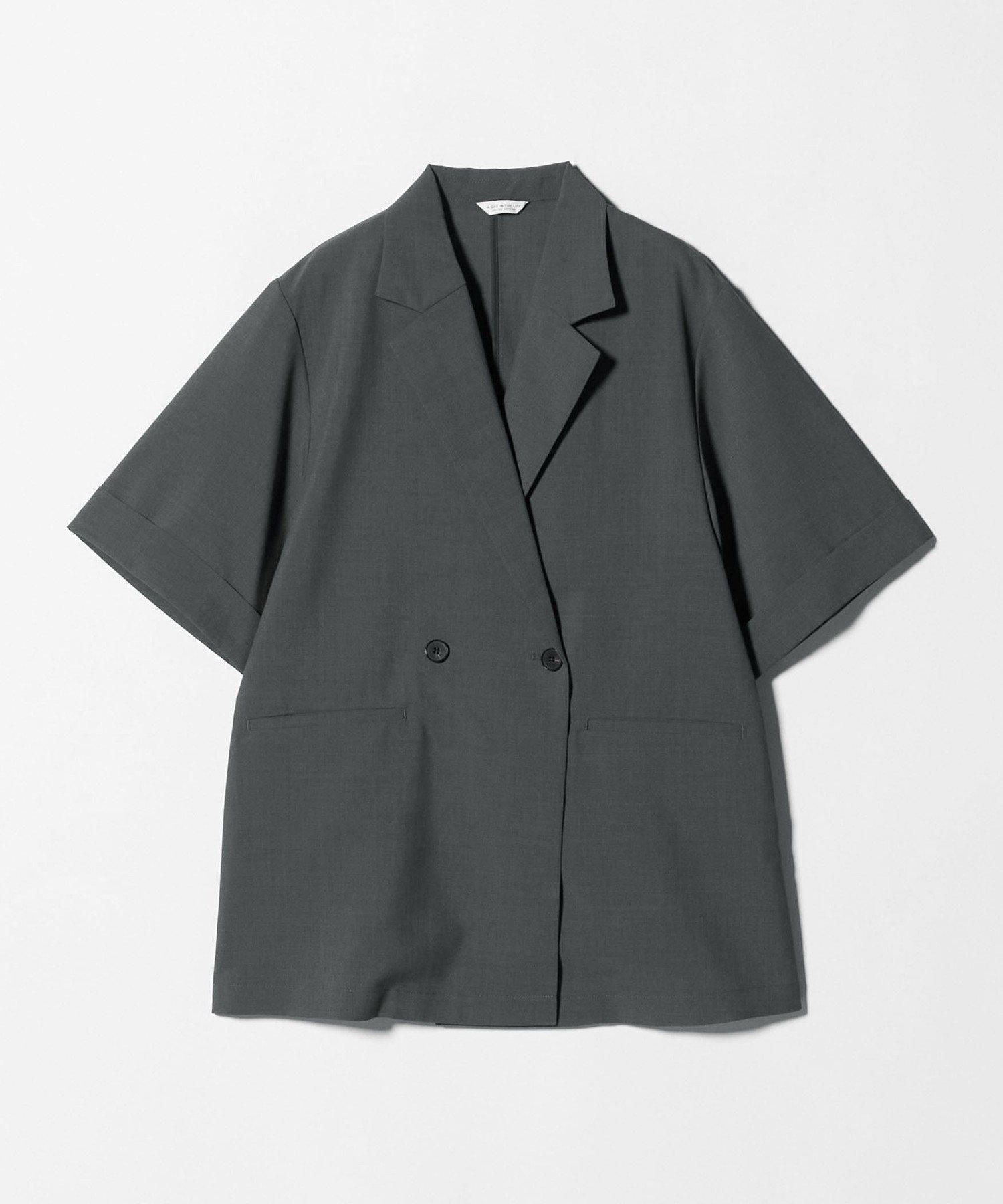 【ユナイテッドアローズ/UNITED ARROWS】のダブルブレスト ショートスリーブ シャツジャケット -セットアップ対応・ウォッシャブル- A DAY IN THE LIFE インテリア・キッズ・メンズ・レディースファッション・服の通販 founy(ファウニー) 　ファッション　Fashion　レディースファッション　Fashion for Women　アウター　Coat / Outerwear Collection　レディースジャケット・軽アウター　Jackets　ウォッシャブル　Machine Washable　ショート　Short, Short Length　ジャケット　Jacket, Outerwear　ストライプ　Stripe, Striped Pattern　スリーブ　Sleeve, Long Sleeve / Short Sleeve　セットアップ　Set-Up, Coordinated Outfit　ダブル　Double, Double-Breasted　デニム　Denim, Jeans Material　トレンド　Trend, Trending Now　バランス　Balance, Style Balance　アウトレット　Outlet / Clearance　おすすめ　Recommended / Our Picks　夏　Summer　ビジネス 仕事 通勤　Business / Work / Commuting　DK.GRAY|ID: prp329100004975263 ipo3291000000037297053