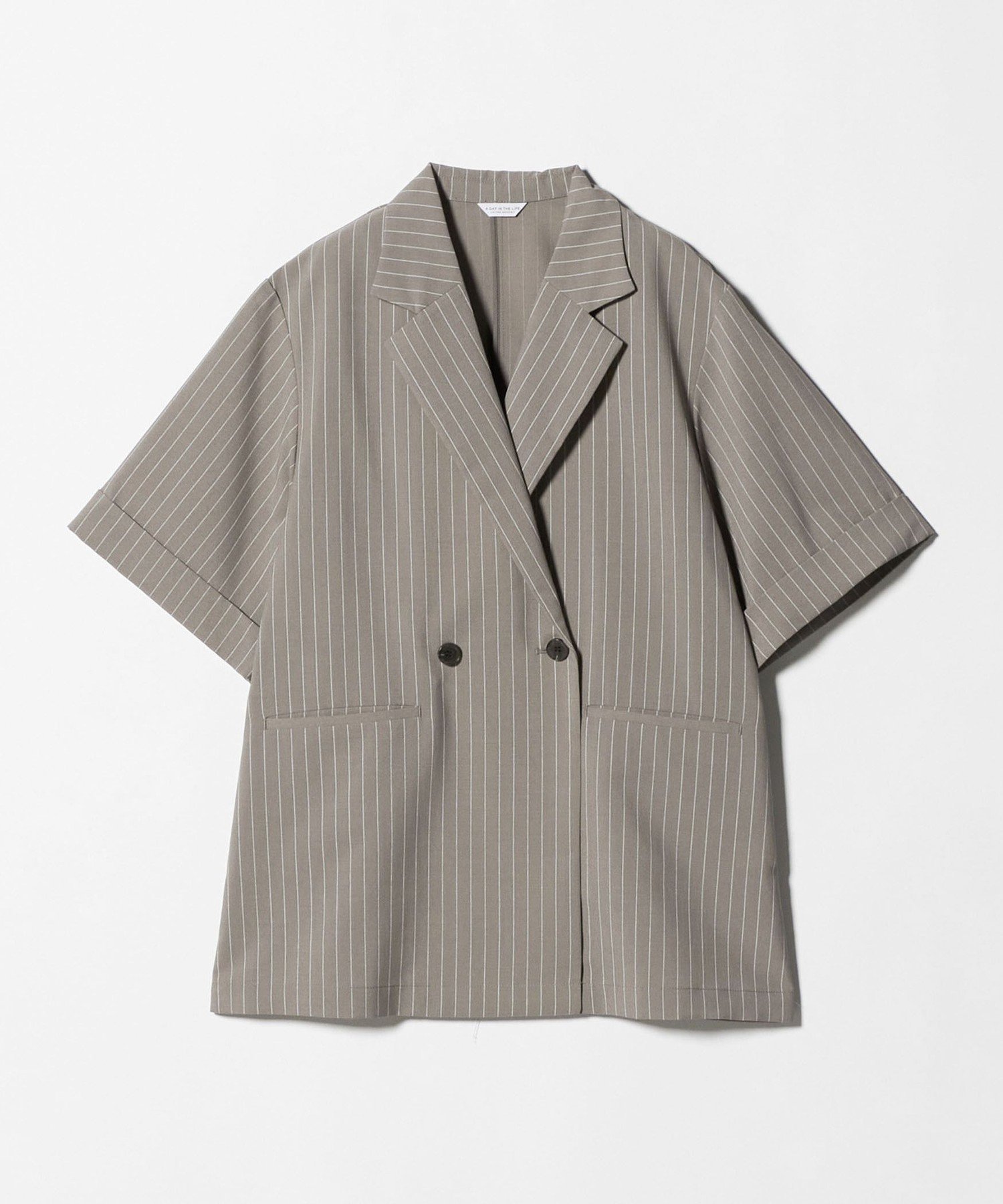 【ユナイテッドアローズ/UNITED ARROWS】のダブルブレスト ショートスリーブ シャツジャケット -セットアップ対応・ウォッシャブル- A DAY IN THE LIFE インテリア・キッズ・メンズ・レディースファッション・服の通販 founy(ファウニー) 　ファッション　Fashion　レディースファッション　Fashion for Women　アウター　Coat / Outerwear Collection　レディースジャケット・軽アウター　Jackets　ウォッシャブル　Machine Washable　ショート　Short, Short Length　ジャケット　Jacket, Outerwear　ストライプ　Stripe, Striped Pattern　スリーブ　Sleeve, Long Sleeve / Short Sleeve　セットアップ　Set-Up, Coordinated Outfit　ダブル　Double, Double-Breasted　デニム　Denim, Jeans Material　トレンド　Trend, Trending Now　バランス　Balance, Style Balance　アウトレット　Outlet / Clearance　おすすめ　Recommended / Our Picks　夏　Summer　ビジネス 仕事 通勤　Business / Work / Commuting　その他1|ID: prp329100004975263 ipo3291000000037297056