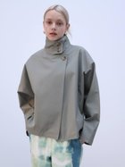 【ラシュッド/LASUD】のエコツイルスタンドカラーショートトレンチコート カーキ|ID: prp329100004975270 ipo3291000000037297081