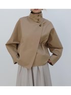 【ラシュッド/LASUD】のエコツイルスタンドカラーショートトレンチコート ベージュ|ID: prp329100004975270 ipo3291000000037297082