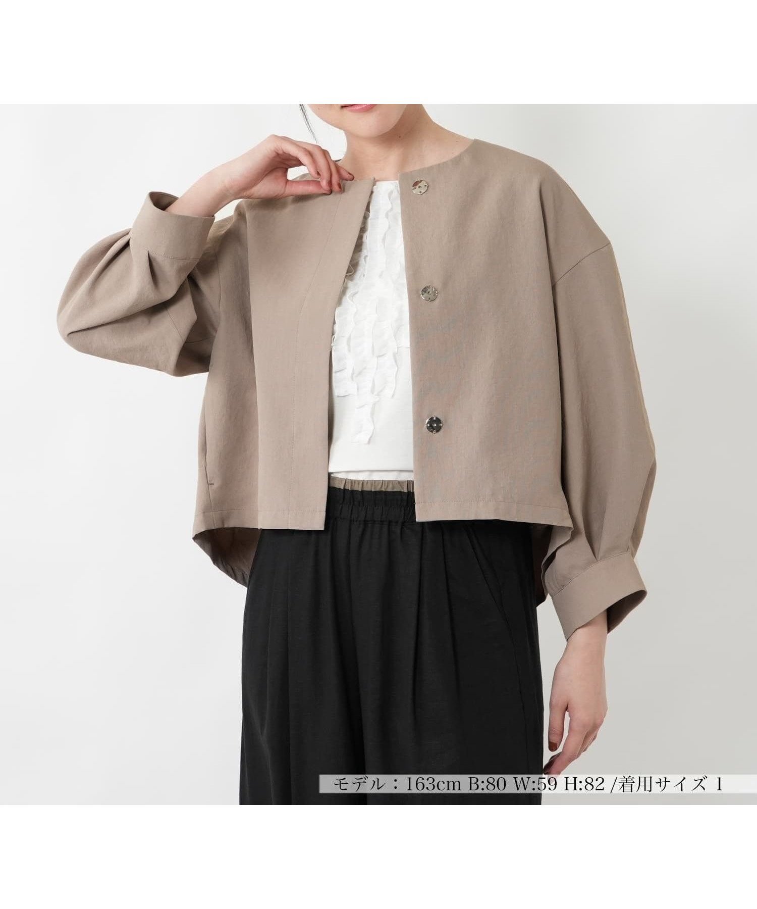 【ネミカ/NEMIKA】のドロップノーカラージャケット【NEMIKA】 インテリア・キッズ・メンズ・レディースファッション・服の通販 founy(ファウニー) 　ファッション　Fashion　レディースファッション　Fashion for Women　アウター　Coat / Outerwear Collection　レディースジャケット・軽アウター　Jackets　ノーカラージャケット / シンプル上品コーデ　Collarless Jackets　ウォッシャブル　Machine Washable　ショルダー　Shoulder, Shoulder Strap　ジャケット　Jacket, Outerwear　センター　Center, Center Line　ドロップ　Drop Shoulder, Dropped Style　バランス　Balance, Style Balance　フロント　Front, Front Design　プリーツ　Pleats, Pleated　ポケット　Pocket, Pocket Detail　リラックス　Relax, Relaxed Fit　夏　Summer　ベージュ|ID: prp329100004975271 ipo3291000000037297085