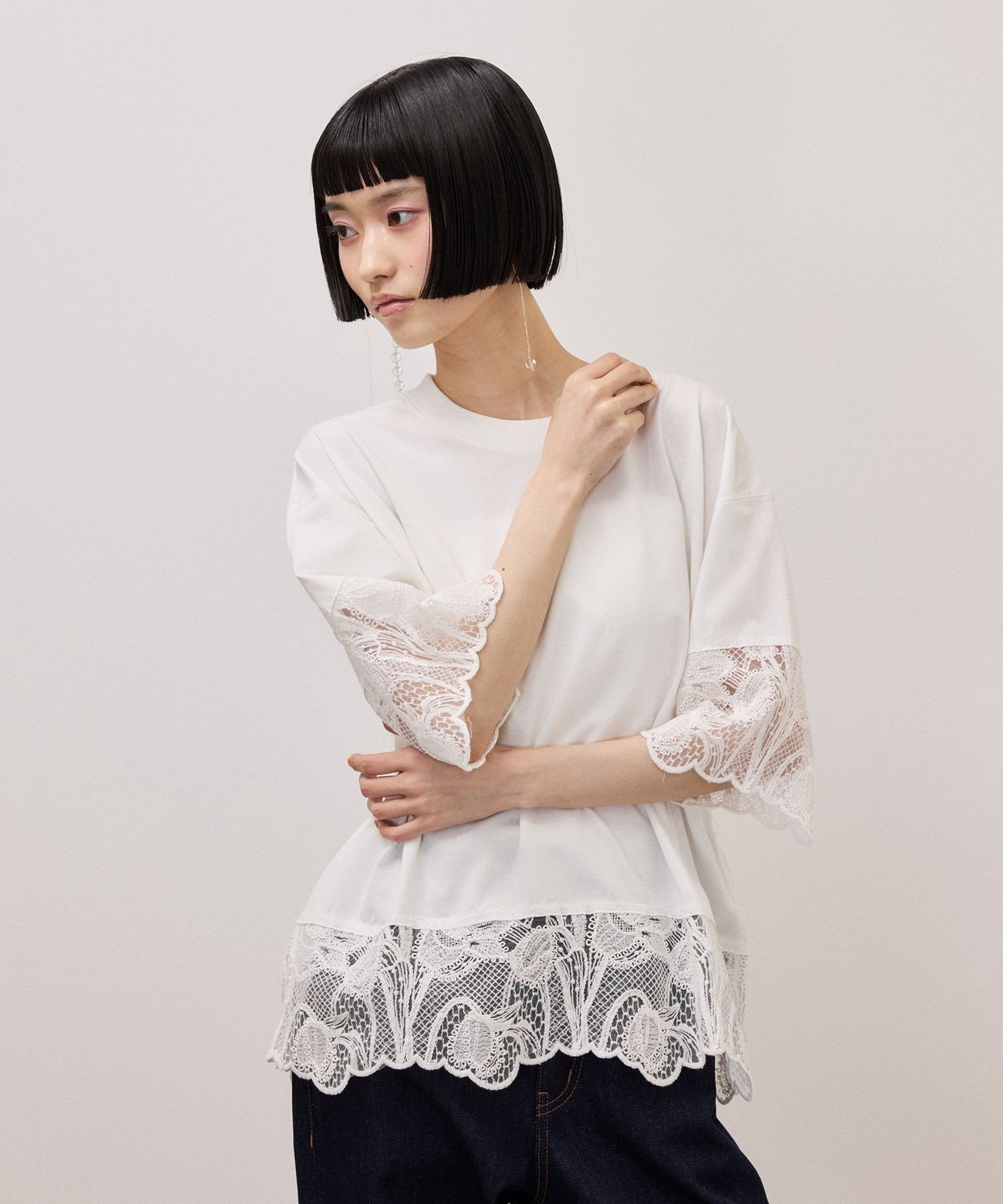 【アダム エ ロペ/ADAM ET ROPE'】のレースコンビT インテリア・キッズ・メンズ・レディースファッション・服の通販 founy(ファウニー) 　ファッション　Fashion　レディースファッション　Fashion for Women　インナー　Innerwear　ウォッシャブル　Machine Washable　カットソー　Cut and Sewn Top　コンビ　Combo, Combination Style　ジャケット　Jacket, Outerwear　スラックス　Slacks, Dress Pants　トレンド　Trend, Trending Now　ドッキング　Docking, Mixed Material　フェミニン　Feminine, Girly　ブラウジング　Blouson Silhouette, Cinched Waist　メッシュ　Mesh, Net Fabric　リネン　Linen, Linen Fabric　ループ　Loop, Loop Knit　レース　Lace, Lace Fabric　おすすめ　Recommended / Our Picks　2026年　2026　2026春夏・S/S　Spring/Summer 2026 SS26　ホワイト系(11)|ID: prp329100004975282 ipo3291000000037297157