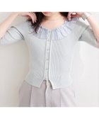 【ナチュラルクチュール/natural couture】の異素材フリル半袖ニット サックスブルー|ID: prp329100004975294 ipo3291000000037342139