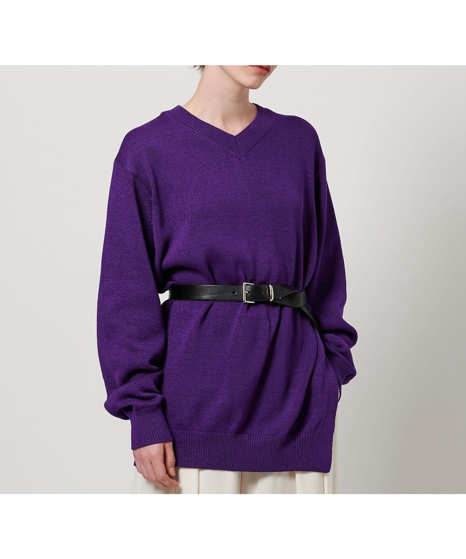 【ユナイテッドアローズ/UNITED ARROWS】のH マーセライズ コットン Vネックニットプルオーバー インテリア・キッズ・メンズ・レディースファッション・服の通販 founy(ファウニー) 　ファッション　Fashion　レディースファッション　Fashion for Women　トップス・カットソー　Cut & Sew Tops　ニット　Knit Tops & Sweaters　カジュアルプルオーバー・ニットトップス　Pullovers & Knit Tops / Casual Pullovers　Vネックトップス　V-Neck Tops / V-Cut Neckline Shirts　春　Spring　スマート　Smart, Elegant　スリット　Slit, Slit Detail　バランス　Balance, Style Balance　パープル　Purple, Violet　アウトレット　Outlet / Clearance　おすすめ　Recommended / Our Picks　PURPLE|ID: prp329100004975296 ipo3291000000037297245