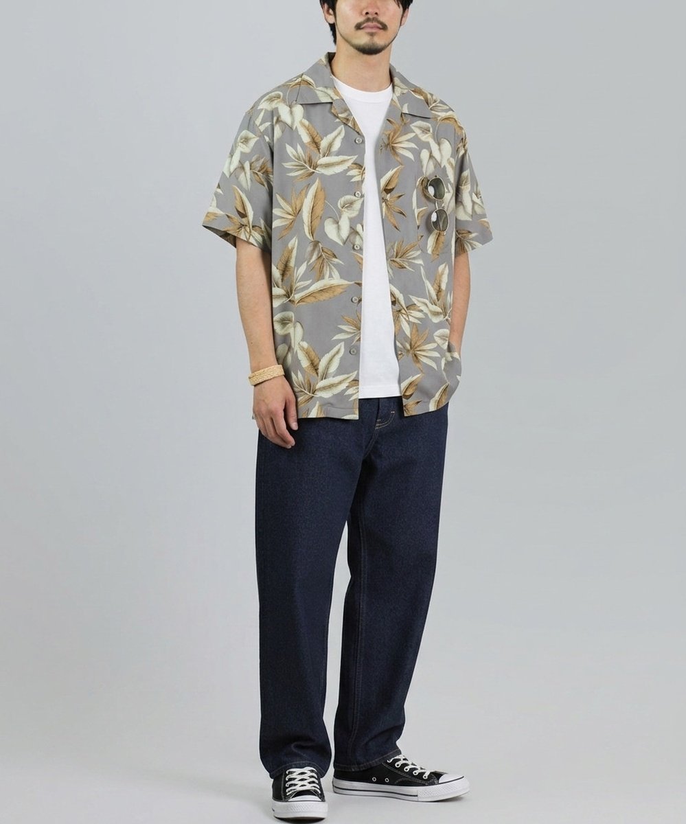 【サロン ハミュー/salong hameu】のアロハシャツ メンズ レーヨン ユニセックス 柄シャツ オープンカラー オーバーサイズ レディース ユニセックス インテリア・キッズ・メンズ・レディースファッション・服の通販 founy(ファウニー) 　ファッション　Fashion　レディースファッション　Fashion for Women　トップス・カットソー　Cut & Sew Tops　シャツ・ブラウス・オフィスカジュアル　Elegant Blouses & Button-Ups　インナー　Innerwear　オックス　Oxford Fabric　ヴィンテージ　Vintage Style　カラフル　Colorful Design　カーディガン　Cardigan, Knitwear　キャップ　Cap, Baseball Cap　サンダル　Sandals, Summer Shoes　シアー　Sheer, See-Through　シフォン　Chiffon, Lightweight Fabric　ショルダー　Shoulder, Shoulder Strap　ショーツ　Shorts, Short Pants　ショート　Short, Short Length　ジーンズ　Jeans, Denim Pants　ストライプ　Stripe, Striped Pattern　スニーカー　Sneakers, Trainers　タンク　Tank Top, Sleeveless Top　デニム　Denim, Jeans Material　トレンド　Trend, Trending Now　ドレープ　Drape, Draping Fabric　定番　Standard, Basic Item　ノースリーブ　Sleeveless, No-Sleeve　ハーフ　Half, Half-Length　パーカー　Hoodie, Parka　フレア　Flare, Flared　ブロード　Broadcloth, Fine Cotton　ボタニカル　Botanical, Floral Pattern　グレー系その他|ID: prp329100004975310 ipo3291000000037297327