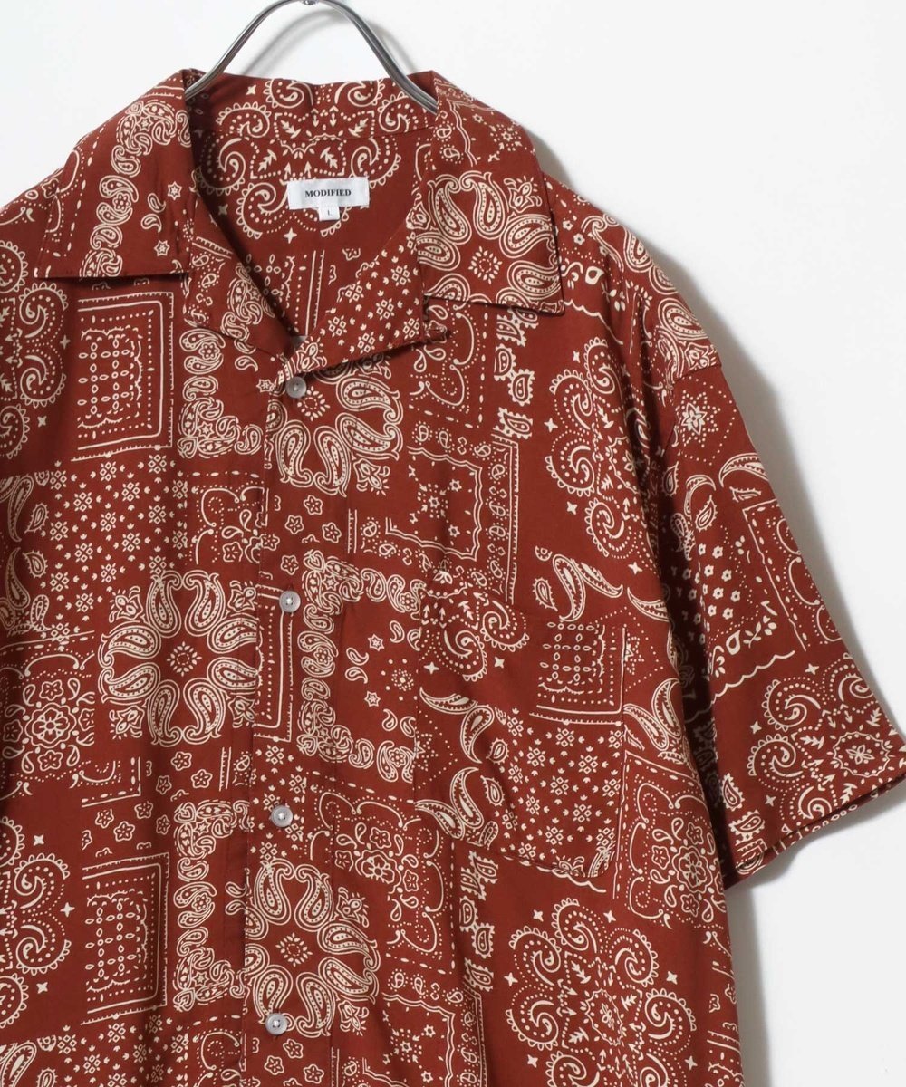 【サロン ハミュー/salong hameu】のアロハシャツ メンズ レーヨン ユニセックス 柄シャツ オープンカラー オーバーサイズ レディース ユニセックス インテリア・キッズ・メンズ・レディースファッション・服の通販 founy(ファウニー) 　ファッション　Fashion　レディースファッション　Fashion for Women　トップス・カットソー　Cut & Sew Tops　シャツ・ブラウス・オフィスカジュアル　Elegant Blouses & Button-Ups　インナー　Innerwear　オックス　Oxford Fabric　ヴィンテージ　Vintage Style　カラフル　Colorful Design　カーディガン　Cardigan, Knitwear　キャップ　Cap, Baseball Cap　サンダル　Sandals, Summer Shoes　シアー　Sheer, See-Through　シフォン　Chiffon, Lightweight Fabric　ショルダー　Shoulder, Shoulder Strap　ショーツ　Shorts, Short Pants　ショート　Short, Short Length　ジーンズ　Jeans, Denim Pants　ストライプ　Stripe, Striped Pattern　スニーカー　Sneakers, Trainers　タンク　Tank Top, Sleeveless Top　デニム　Denim, Jeans Material　トレンド　Trend, Trending Now　ドレープ　Drape, Draping Fabric　定番　Standard, Basic Item　ノースリーブ　Sleeveless, No-Sleeve　ハーフ　Half, Half-Length　パーカー　Hoodie, Parka　フレア　Flare, Flared　ブロード　Broadcloth, Fine Cotton　ボタニカル　Botanical, Floral Pattern　ブラウン系その他|ID: prp329100004975310 ipo3291000000037297340