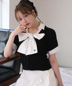 【ナイスクラップ/NICE CLAUP】の【リボン取り外し可能】リボンシャツドッキングニット 大人の最旬トレンドファッション＆コーディネート founy(ファウニー) ファッション Fashion レディースファッション Fashion for Women トップス・カットソー Cut & Sew Tops ニット Knit Tops & Sweaters シャツ・ブラウス・オフィスカジュアル Elegant Blouses & Button-Ups デニム Denim, Jeans Material ドッキング Docking, Mixed Material バランス Balance, Style Balance フィット Fit, Slim Fit フェミニン Feminine, Girly プリーツ Pleats, Pleated 半袖 Short Sleeve, Half Sleeve マーメイド Mermaid, Fishtail Silhouette ミニスカート Mini Skirt, Short Skirt リボン Ribbon, Bow おすすめ Recommended / Our Picks エレガント 上品 Elegant 2026年 2026 2026春夏・S/S Spring/Summer 2026 SS26 |ID:prp329100004975312