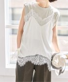 【スピック&スパン/Spick & Span】の《WEB限定 / 追加3》レースサテンチュニックキャミソール 大人の最旬トレンドファッション＆コーディネート founy(ファウニー) ファッション Fashion レディースファッション Fashion for Women トップス・カットソー Cut & Sew Tops キャミソール&ノースリーブ Camisoles & Sleeveless Tops インナー Innerwear 春 Spring キャミソール Camisole, Spaghetti Strap Top 今季 This Season, Current Season サテン Satin, Glossy Fabric シンプル Simple, Minimal ジャケット Jacket, Outerwear スマート Smart, Elegant バランス Balance, Style Balance ヘムライン Hemline, Bottom Cut レース Lace, Lace Fabric thumbnail ホワイト|ID: prp329100004975325 ipo3291000000037297421