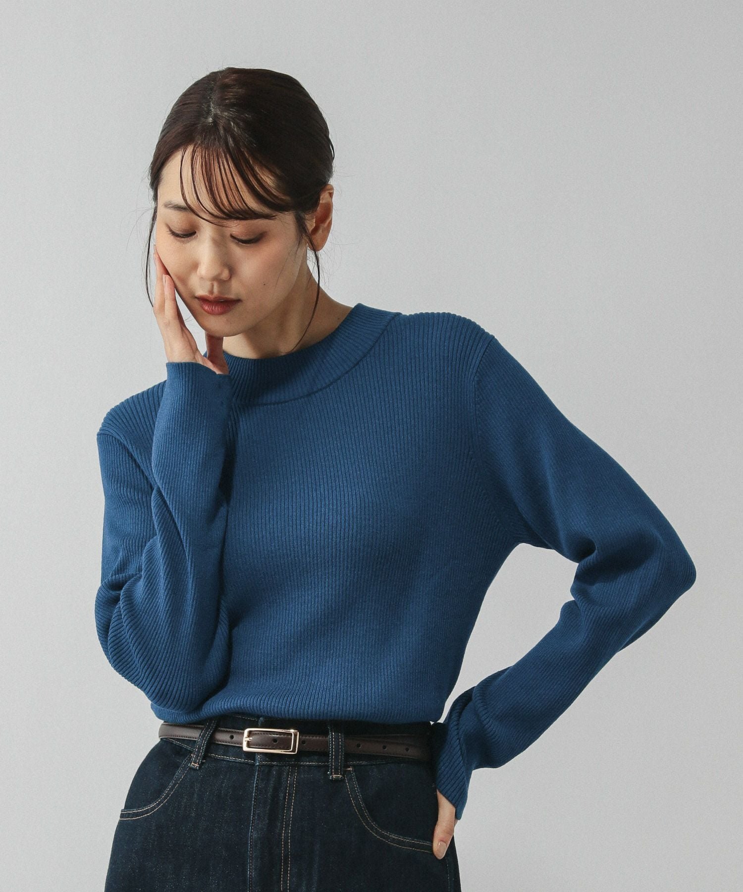 【グローバルワーク/GLOBAL WORK】のアンチピリングなめらかリブハイネックプルオーバー/499708 インテリア・キッズ・メンズ・レディースファッション・服の通販 founy(ファウニー) 　ファッション　Fashion　レディースファッション　Fashion for Women　トップス・カットソー　Cut & Sew Tops　カジュアルプルオーバー・ニットトップス　Pullovers & Knit Tops / Casual Pullovers　おすすめ　Recommended / Our Picks　なめらか　Smooth, Silky Texture　インナー　Innerwear　ジャケット　Jacket, Outerwear　ダウン　Down, Puffer　デニム　Denim, Jeans Material　トレンド　Trend, Trending Now　ハイネック　High Neck, Mock Neck　ピーコックブルー86|ID: prp329100004975328 ipo3291000000037297444