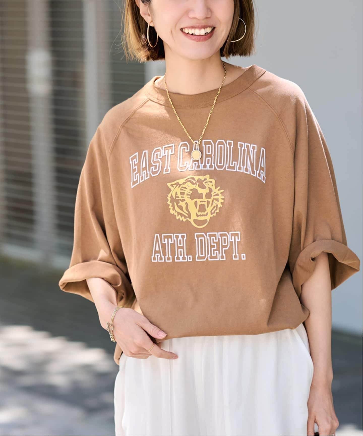 【フレームワーク/FRAMeWORK】のCHAMPION/チャンピオン 別注14s/1 Jesey RAGLAN Tシャツ インテリア・キッズ・メンズ・レディースファッション・服の通販 founy(ファウニー) 　ファッション　Fashion　レディースファッション　Fashion for Women　トップス・カットソー　Cut & Sew Tops　シャツ・ブラウス・オフィスカジュアル　Elegant Blouses & Button-Ups　ロングTシャツ・Tシャツ　Longline T-Shirts & Tees　スリーブ　Sleeve, Long Sleeve / Short Sleeve　ニューヨーク　New York, NYC Style　プリント　Print, Printed Pattern　人気　Popular, Best Seller　別注　Limited Edition, Custom Order　キャメル|ID: prp329100004975332 ipo3291000000037297460