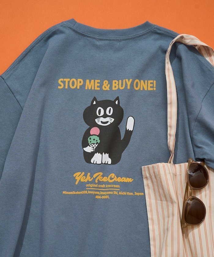 【フリークスストア/FREAK'S STORE】の限定展開 別注 YEH! キャット プリント 半袖 Tシャツ インテリア・キッズ・メンズ・レディースファッション・服の通販 founy(ファウニー) 　ファッション　Fashion　レディースファッション　Fashion for Women　トップス・カットソー　Cut & Sew Tops　シャツ・ブラウス・オフィスカジュアル　Elegant Blouses & Button-Ups　ロングTシャツ・Tシャツ　Longline T-Shirts & Tees　2026年　2026　2026春夏・S/S　Spring/Summer 2026 SS26　シンプル　Simple, Minimal　スペシャル　Special, Limited Edition　バランス　Balance, Style Balance　フロント　Front, Front Design　プリント　Print, Printed Pattern　ベーシック　Basic, Essential　ワンポイント　One Point, Statement Accent　人気　Popular, Best Seller　別注　Limited Edition, Custom Order　半袖　Short Sleeve, Half Sleeve　夏　Summer　S/S・春夏　SS, Spring/Summer, Warm Season　猫　Cat, Kitty　ブルー|ID: prp329100004975336 ipo3291000000037297481