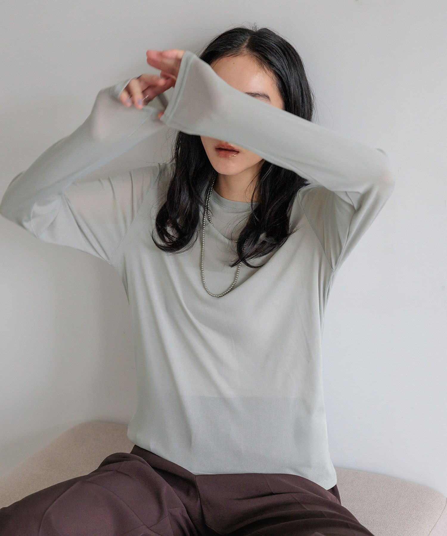 【ローリーズファーム/LOWRYS FARM】のナイロンシアータイトLS インテリア・キッズ・メンズ・レディースファッション・服の通販 founy(ファウニー) 　ファッション　Fashion　レディースファッション　Fashion for Women　おすすめ　Recommended / Our Picks　インナー　Innerwear　サロペット　Overalls, Salopette　シアー　Sheer, See-Through　ジャケット　Jacket, Outerwear　ベスト　Vest, Waistcoat　メッシュ　Mesh, Net Fabric　ライトグレー|ID: prp329100004975346 ipo3291000000037297544