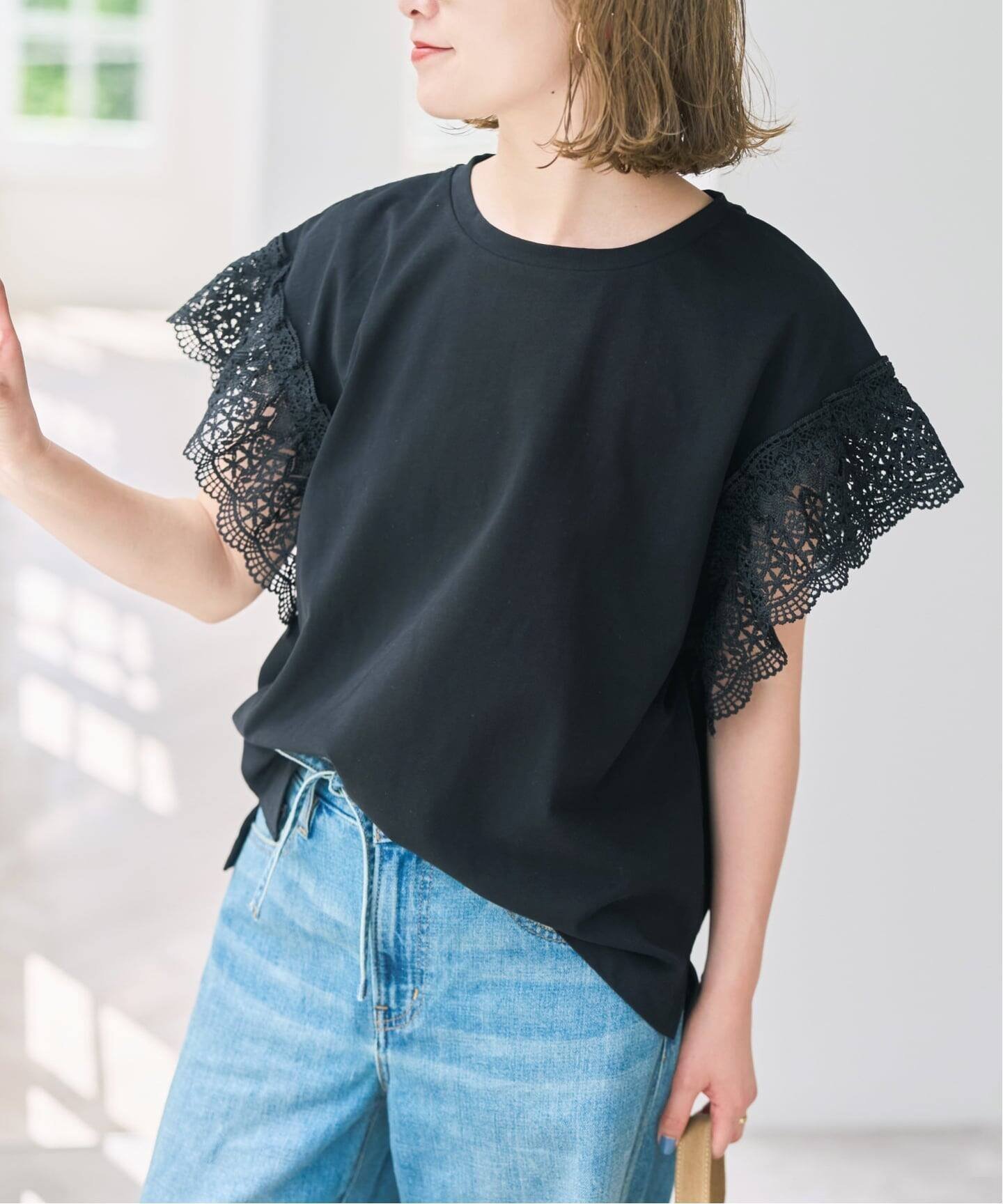【スピック&スパン/Spick & Span】のケミカルレーススリーブプルオーバー インテリア・キッズ・メンズ・レディースファッション・服の通販 founy(ファウニー) 　ファッション　Fashion　レディースファッション　Fashion for Women　トップス・カットソー　Cut & Sew Tops　カジュアルプルオーバー・ニットトップス　Pullovers & Knit Tops / Casual Pullovers　ケミカル　Chemical, Chemical Wash　ドッキング　Docking, Mixed Material　レース　Lace, Lace Fabric　エレガント 上品　Elegant　ブラック|ID: prp329100004975368 ipo3291000000037297626