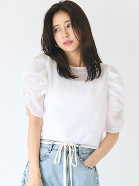 【コカ/COCA】のシアードット袖シャーリングトップス 大人の最旬トレンドファッション＆コーディネート founy(ファウニー) ファッション Fashion レディースファッション Fashion for Women トップス・カットソー Cut & Sew Tops |ID:prp329100004975377