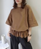 【コーナーズ/CORNERS】の【機能素材】裾レースTシャツ【接触冷感】【UV加工】【吸水速乾】 大人の最旬トレンドファッション＆コーディネート founy(ファウニー) ファッション Fashion レディースファッション Fashion for Women トップス・カットソー Cut & Sew Tops シャツ・ブラウス・オフィスカジュアル Elegant Blouses & Button-Ups ロングTシャツ・Tシャツ Longline T-Shirts & Tees 吸水 Absorbent, Quick-Dry レース Lace, Lace Fabric エレガント 上品 Elegant thumbnail キャメル|ID: prp329100004975386 ipo3291000000037297699