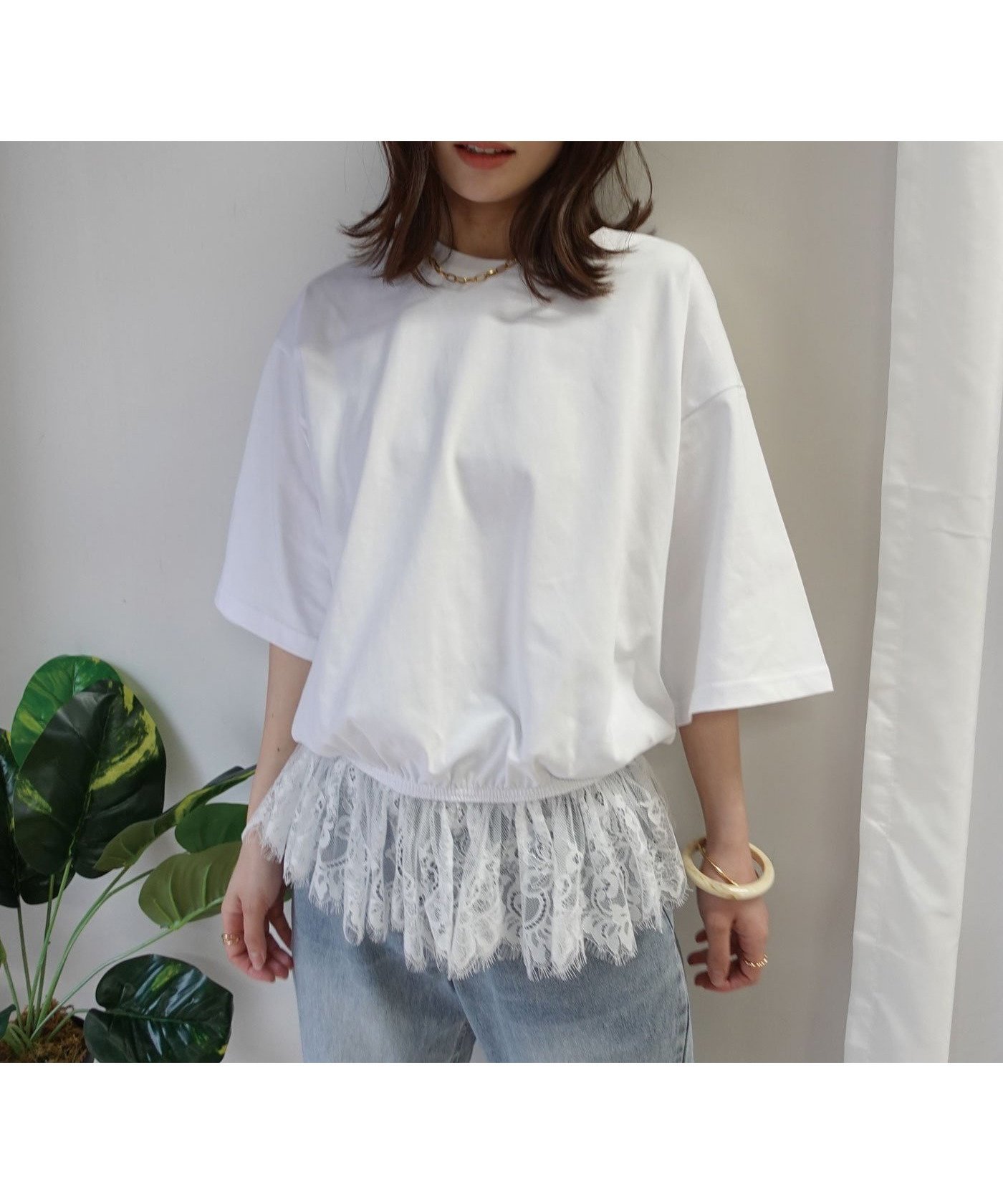 【コーナーズ/CORNERS】の【機能素材】裾レースTシャツ【接触冷感】【UV加工】【吸水速乾】 インテリア・キッズ・メンズ・レディースファッション・服の通販 founy(ファウニー) 　ファッション　Fashion　レディースファッション　Fashion for Women　トップス・カットソー　Cut & Sew Tops　シャツ・ブラウス・オフィスカジュアル　Elegant Blouses & Button-Ups　ロングTシャツ・Tシャツ　Longline T-Shirts & Tees　吸水　Absorbent, Quick-Dry　レース　Lace, Lace Fabric　エレガント 上品　Elegant　ホワイト|ID: prp329100004975386 ipo3291000000037297700
