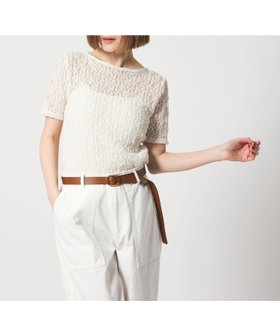 【ユナイテッドアローズ/UNITED ARROWS】のconte リンクルシャーリング レースTシャツ 大人の最旬トレンドファッション＆コーディネート founy(ファウニー) ファッション Fashion レディースファッション Fashion for Women トップス・カットソー Cut & Sew Tops シャツ・ブラウス・オフィスカジュアル Elegant Blouses & Button-Ups ロングTシャツ・Tシャツ Longline T-Shirts & Tees インナー Innerwear シアー Sheer, See-Through ジャケット Jacket, Outerwear フェミニン Feminine, Girly レース Lace, Lace Fabric |ID:prp329100004975389