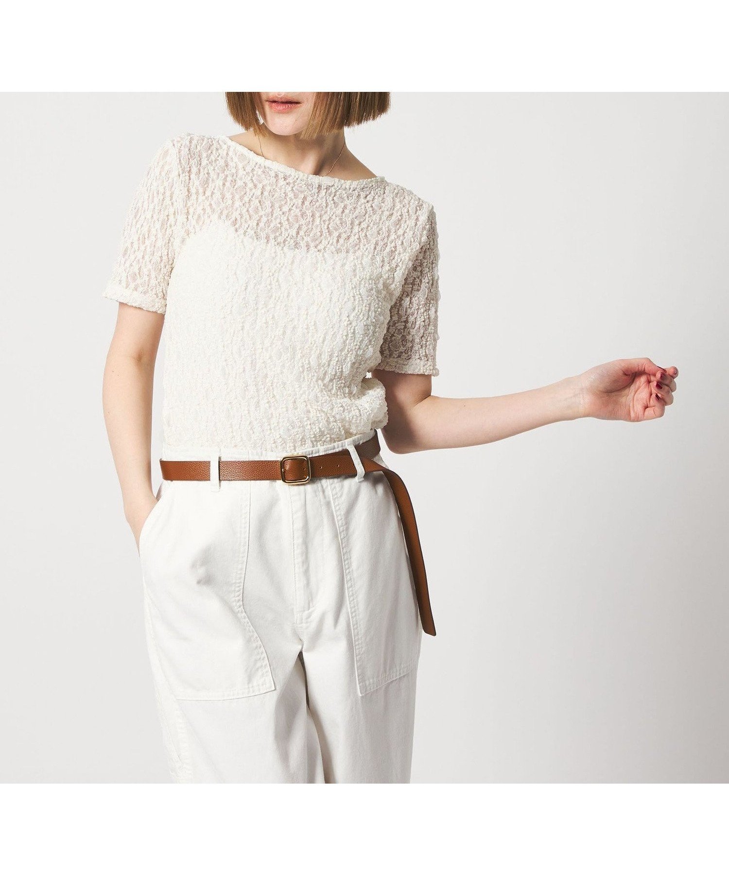 【ユナイテッドアローズ/UNITED ARROWS】のconte リンクルシャーリング レースTシャツ 大人の最旬トレンドファッション＆コーディネート founy(ファウニー) 　ファッション　Fashion　レディースファッション　Fashion for Women　トップス・カットソー　Cut & Sew Tops　シャツ・ブラウス・オフィスカジュアル　Elegant Blouses & Button-Ups　ロングTシャツ・Tシャツ　Longline T-Shirts & Tees　インナー　Innerwear　シアー　Sheer, See-Through　ジャケット　Jacket, Outerwear　フェミニン　Feminine, Girly　レース　Lace, Lace Fabric　 other-1|ID: prp329100004975389 ipo3291000000037297708