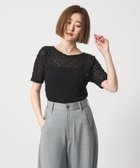 【ユナイテッドアローズ/UNITED ARROWS】のconte リンクルシャーリング レースTシャツ 大人の最旬トレンドファッション＆コーディネート founy(ファウニー) ファッション Fashion レディースファッション Fashion for Women トップス・カットソー Cut & Sew Tops シャツ・ブラウス・オフィスカジュアル Elegant Blouses & Button-Ups ロングTシャツ・Tシャツ Longline T-Shirts & Tees インナー Innerwear シアー Sheer, See-Through ジャケット Jacket, Outerwear フェミニン Feminine, Girly レース Lace, Lace Fabric thumbnail BLACK|ID: prp329100004975389 ipo3291000000037297710