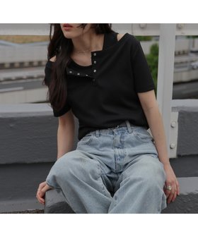 【コロニートゥーワンスリーナイン/COLONY 2139】のテレコレイヤードヘンリーネック半袖Tシャツ 大人の最旬トレンドファッション＆コーディネート founy(ファウニー) ファッション Fashion レディースファッション Fashion for Women トップス・カットソー Cut & Sew Tops シャツ・ブラウス・オフィスカジュアル Elegant Blouses & Button-Ups ロングTシャツ・Tシャツ Longline T-Shirts & Tees タンク Tank Top, Sleeveless Top 半袖 Short Sleeve, Half Sleeve 再入荷 Restock / Back in Stock 夏 Summer |ID:prp329100004975392