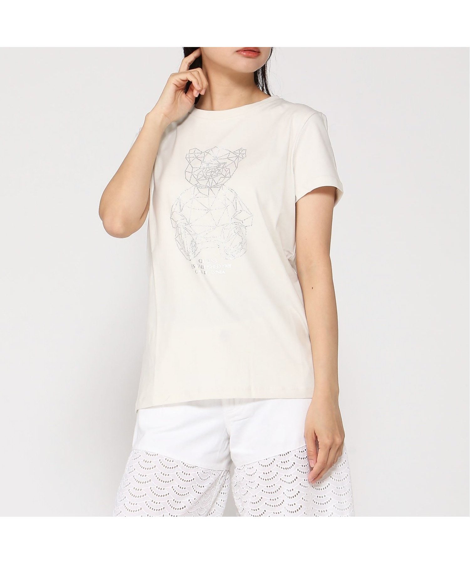 【ゲス/GUESS】のGUESS/ROMY Tee インテリア・キッズ・メンズ・レディースファッション・服の通販 founy(ファウニー) 　ファッション　Fashion　レディースファッション　Fashion for Women　ショート　Short, Short Length　スリーブ　Sleeve, Long Sleeve / Short Sleeve　フォルム　Silhouette, Form　ベーシック　Basic, Essential　ホワイト|ID: prp329100004975397 ipo3291000000037297740