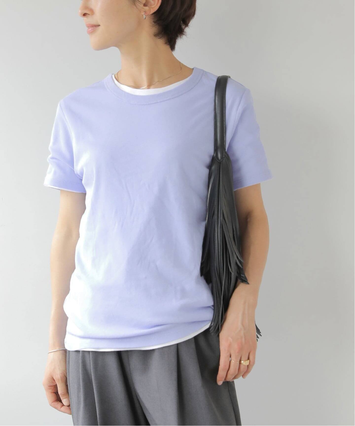 【ジャーナルスタンダード レリューム/JOURNAL STANDARD relume】のシアーツイストコットンハーフスリーブTEE インテリア・キッズ・メンズ・レディースファッション・服の通販 founy(ファウニー) 　ファッション　Fashion　レディースファッション　Fashion for Women　2026年　2026　2026春夏・S/S　Spring/Summer 2026 SS26　インナー　Innerwear　カーディガン　Cardigan, Knitwear　スリーブ　Sleeve, Long Sleeve / Short Sleeve　ハーフ　Half, Half-Length　ベーシック　Basic, Essential　半袖　Short Sleeve, Half Sleeve　夏　Summer　サックスブルー|ID: prp329100004975404 ipo3291000000037297770