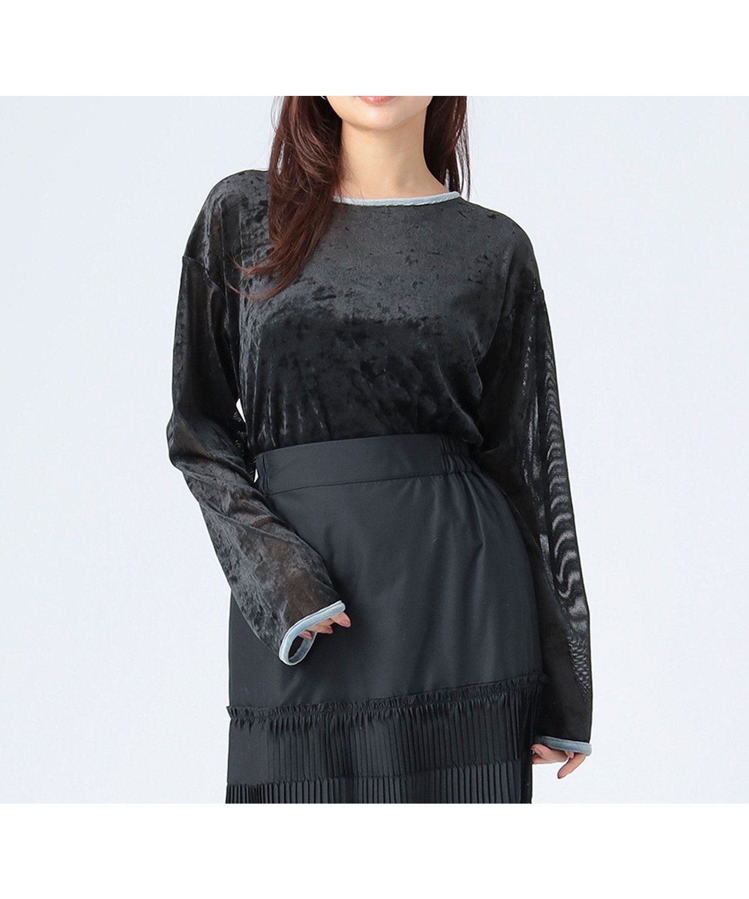 【ビームス ハート/BEAMS HEART】の【4/23新規値下げ】シアー ベロア リンガーTシャツ 26SS インテリア・キッズ・メンズ・レディースファッション・服の通販 founy(ファウニー) 　ファッション　Fashion　レディースファッション　Fashion for Women　トップス・カットソー　Cut & Sew Tops　シャツ・ブラウス・オフィスカジュアル　Elegant Blouses & Button-Ups　ロングTシャツ・Tシャツ　Longline T-Shirts & Tees　ベロアトップス　Velour Tops / Velvet-Look Items　2026年　2026　2026春夏・S/S　Spring/Summer 2026 SS26　おすすめ　Recommended / Our Picks　インナー　Innerwear　キャミソール　Camisole, Spaghetti Strap Top　シアー　Sheer, See-Through　スウェット / スエット　Sweatshirt, Sweatwear　デニム　Denim, Jeans Material　トレンド　Trend, Trending Now　ベロア　Velour, Soft Velvet　メッシュ　Mesh, Net Fabric　リボン　Ribbon, Bow　ワイド　Wide, Wide Fit　エレガント 上品　Elegant　CHARCOAL GREY|ID: prp329100004975411 ipo3291000000037297794