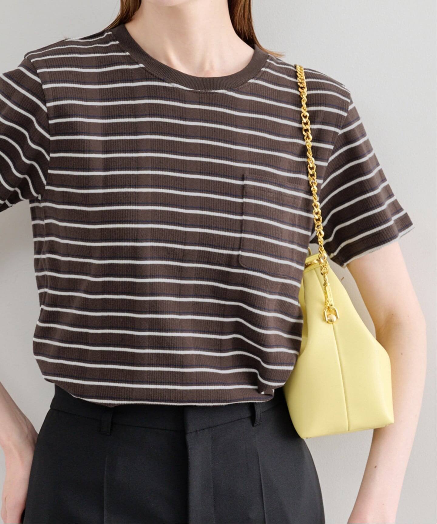 【ユーバイ スピック&スパン/U by Spick&Span】のハリヌキリブマルチボーダーTシャツ インテリア・キッズ・メンズ・レディースファッション・服の通販 founy(ファウニー) 　ファッション　Fashion　レディースファッション　Fashion for Women　トップス・カットソー　Cut & Sew Tops　シャツ・ブラウス・オフィスカジュアル　Elegant Blouses & Button-Ups　ロングTシャツ・Tシャツ　Longline T-Shirts & Tees　コンパクト　Compact, Small Size　シンプル　Simple, Minimal　スマート　Smart, Elegant　タンク　Tank Top, Sleeveless Top　ボトム　Bottoms, Lower Wear　ボーダー　Border, Stripe　ポケット　Pocket, Pocket Detail　ブラウン|ID: prp329100004975440 ipo3291000000037297888