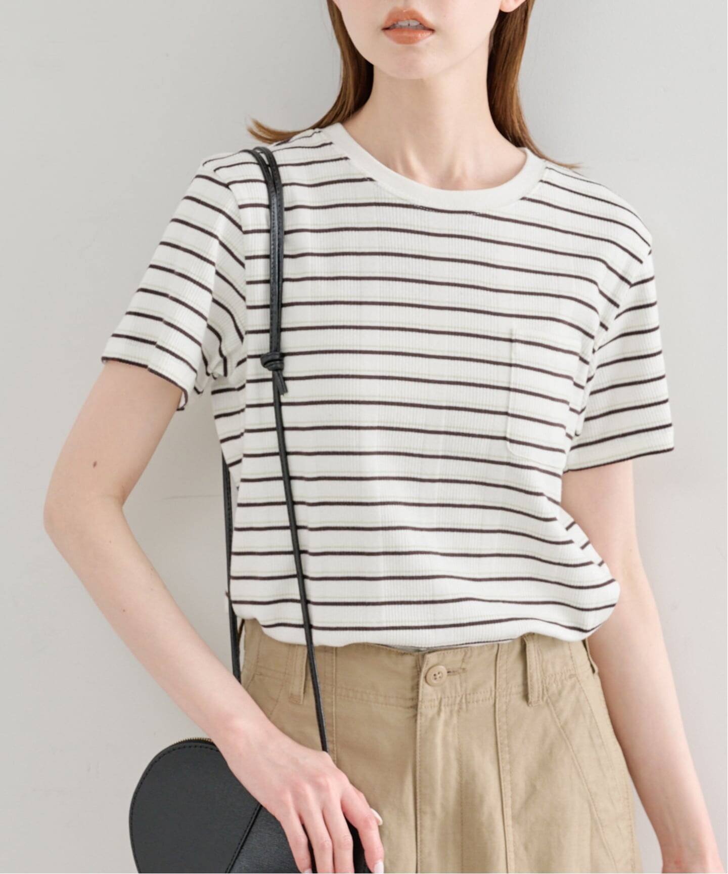 【ユーバイ スピック&スパン/U by Spick&Span】のハリヌキリブマルチボーダーTシャツ インテリア・キッズ・メンズ・レディースファッション・服の通販 founy(ファウニー) 　ファッション　Fashion　レディースファッション　Fashion for Women　トップス・カットソー　Cut & Sew Tops　シャツ・ブラウス・オフィスカジュアル　Elegant Blouses & Button-Ups　ロングTシャツ・Tシャツ　Longline T-Shirts & Tees　コンパクト　Compact, Small Size　シンプル　Simple, Minimal　スマート　Smart, Elegant　タンク　Tank Top, Sleeveless Top　ボトム　Bottoms, Lower Wear　ボーダー　Border, Stripe　ポケット　Pocket, Pocket Detail　ナチュラル|ID: prp329100004975440 ipo3291000000037297889