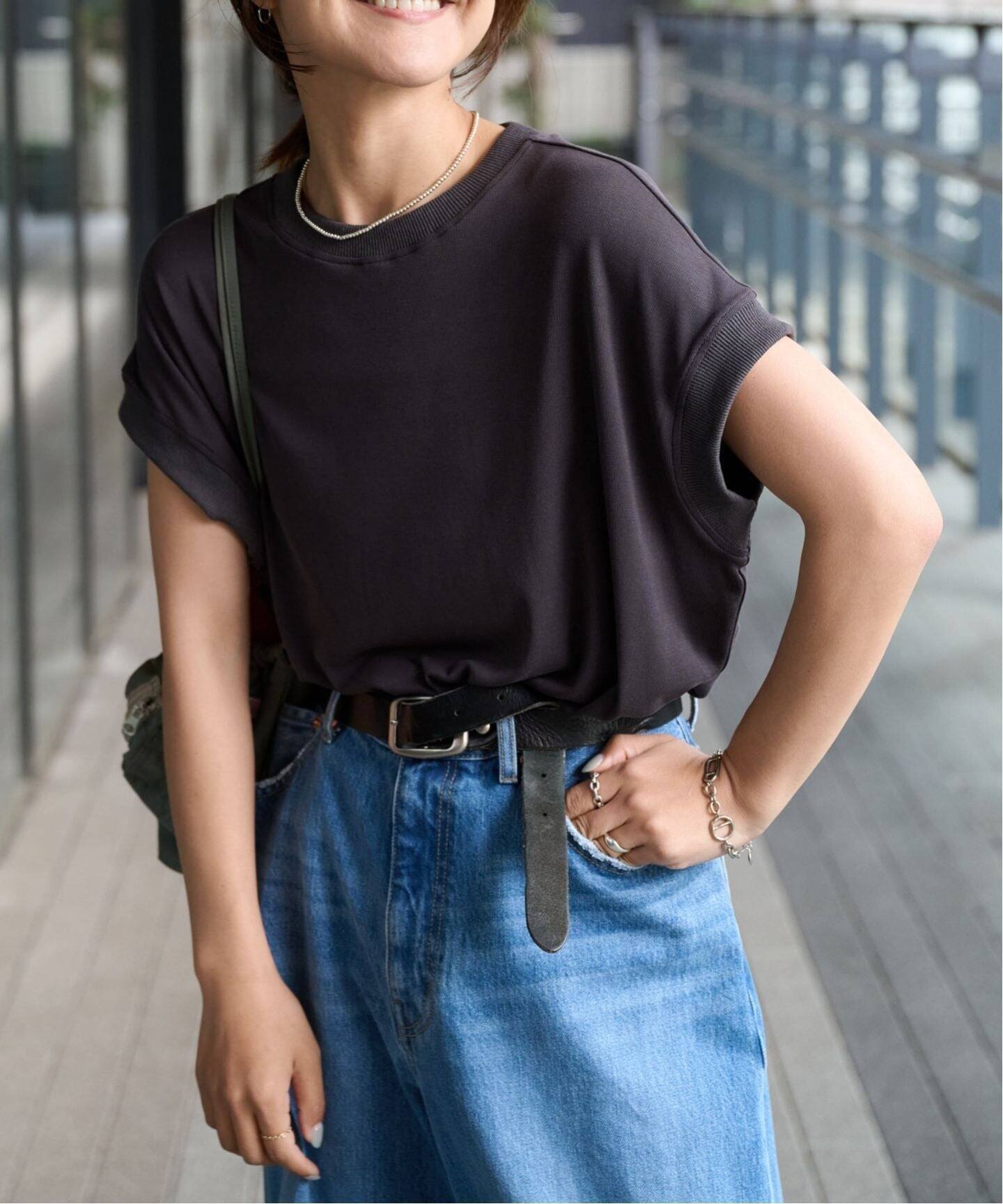 【アウトドアプロダクツ ユージュアルシングス/OUTDOOR PRODUCTS Usual Things】のリヨセルノースリTEE インテリア・キッズ・メンズ・レディースファッション・服の通販 founy(ファウニー) 　ファッション　Fashion　レディースファッション　Fashion for Women　カットソー　Cut and Sewn Top　デニム　Denim, Jeans Material　エレガント 上品　Elegant　グレー|ID: prp329100004975484 ipo3291000000037298066