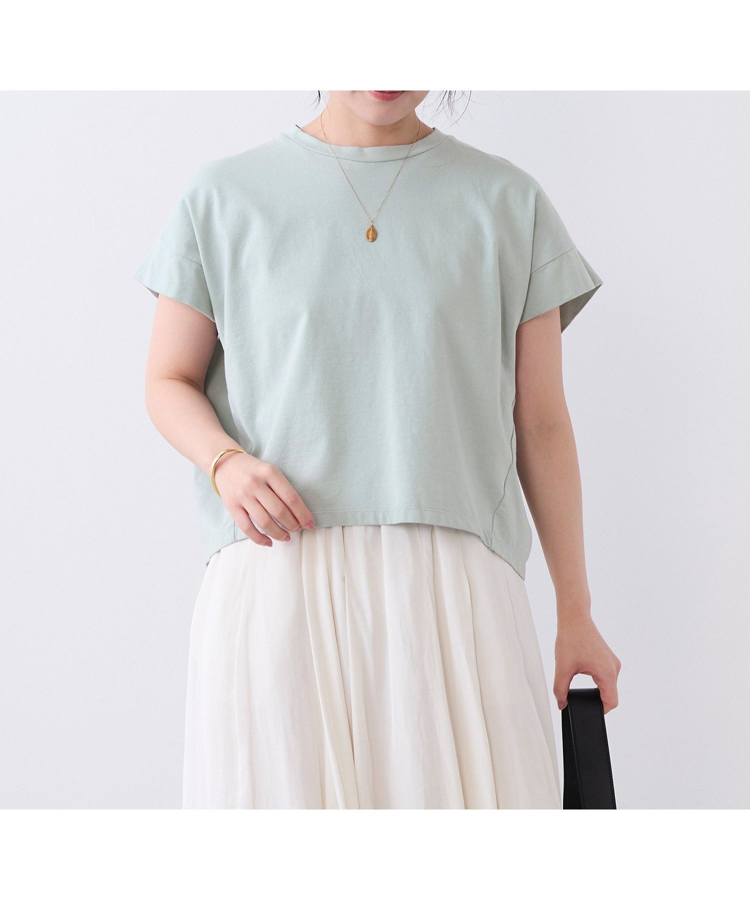 【マイカ ディール/MICA & DEAL】の接触冷感/汗じみ防止-クルーネックワイドスリーブTシャツ インテリア・キッズ・メンズ・レディースファッション・服の通販 founy(ファウニー) 　ファッション　Fashion　レディースファッション　Fashion for Women　トップス・カットソー　Cut & Sew Tops　シャツ・ブラウス・オフィスカジュアル　Elegant Blouses & Button-Ups　ロングTシャツ・Tシャツ　Longline T-Shirts & Tees　カットソー　Cut and Sewn Top　シンプル　Simple, Minimal　バランス　Balance, Style Balance　フォルム　Silhouette, Form　吸水　Absorbent, Quick-Dry　夏　Summer　MINT|ID: prp329100004975485 ipo3291000000037298071