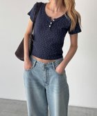 【キャナルジーン/CANAL JEAN】のEl mar 小花ヘンリーTシャツ ネイビー|ID: prp329100004975493 ipo3291000000037298102