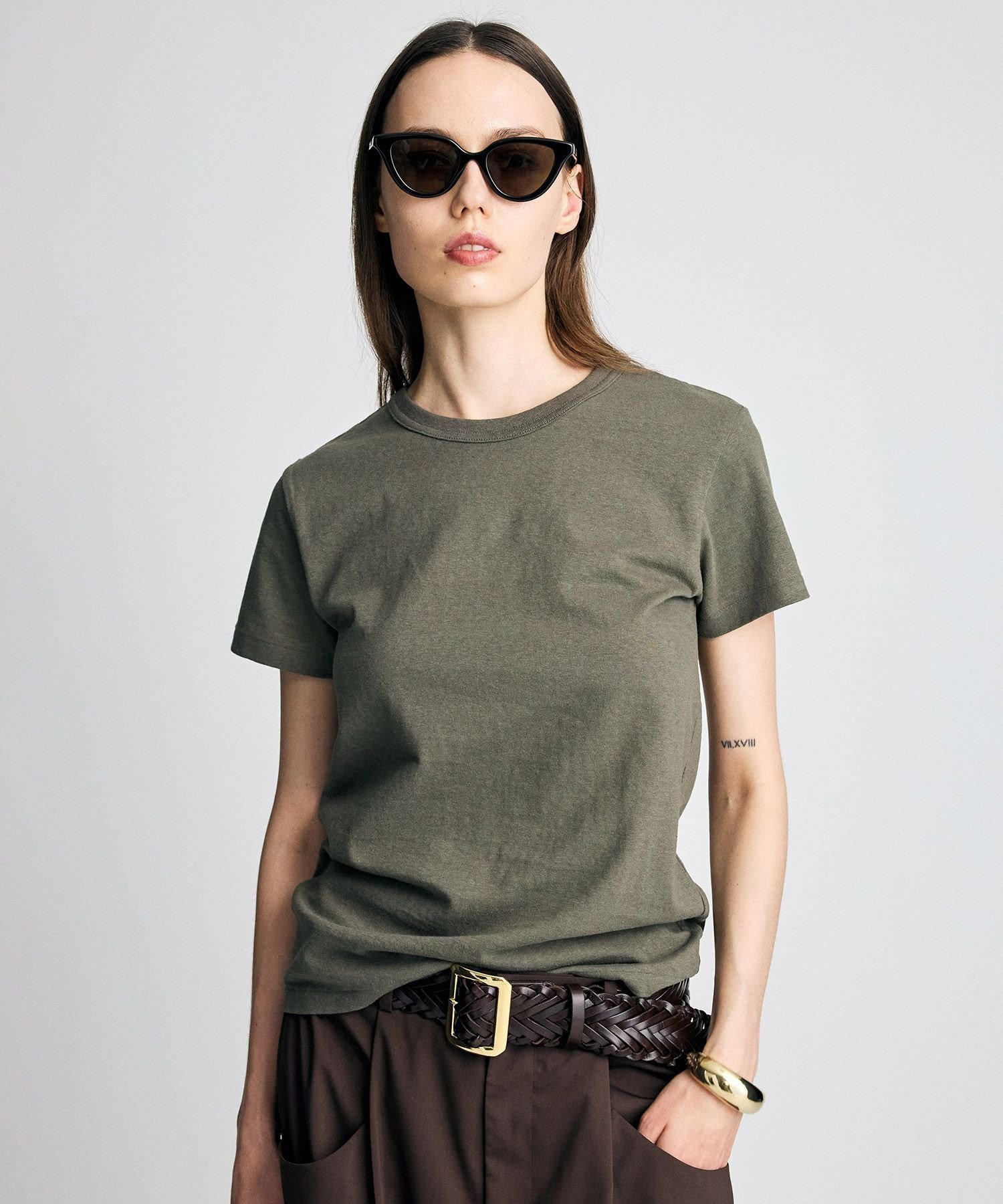 【ブリル/BRILL】のコンパクトTシャツ インテリア・キッズ・メンズ・レディースファッション・服の通販 founy(ファウニー) 　ファッション　Fashion　レディースファッション　Fashion for Women　トップス・カットソー　Cut & Sew Tops　シャツ・ブラウス・オフィスカジュアル　Elegant Blouses & Button-Ups　ロングTシャツ・Tシャツ　Longline T-Shirts & Tees　コンパクト　Compact, Small Size　カーキ78|ID: prp329100004975499 ipo3291000000037298129