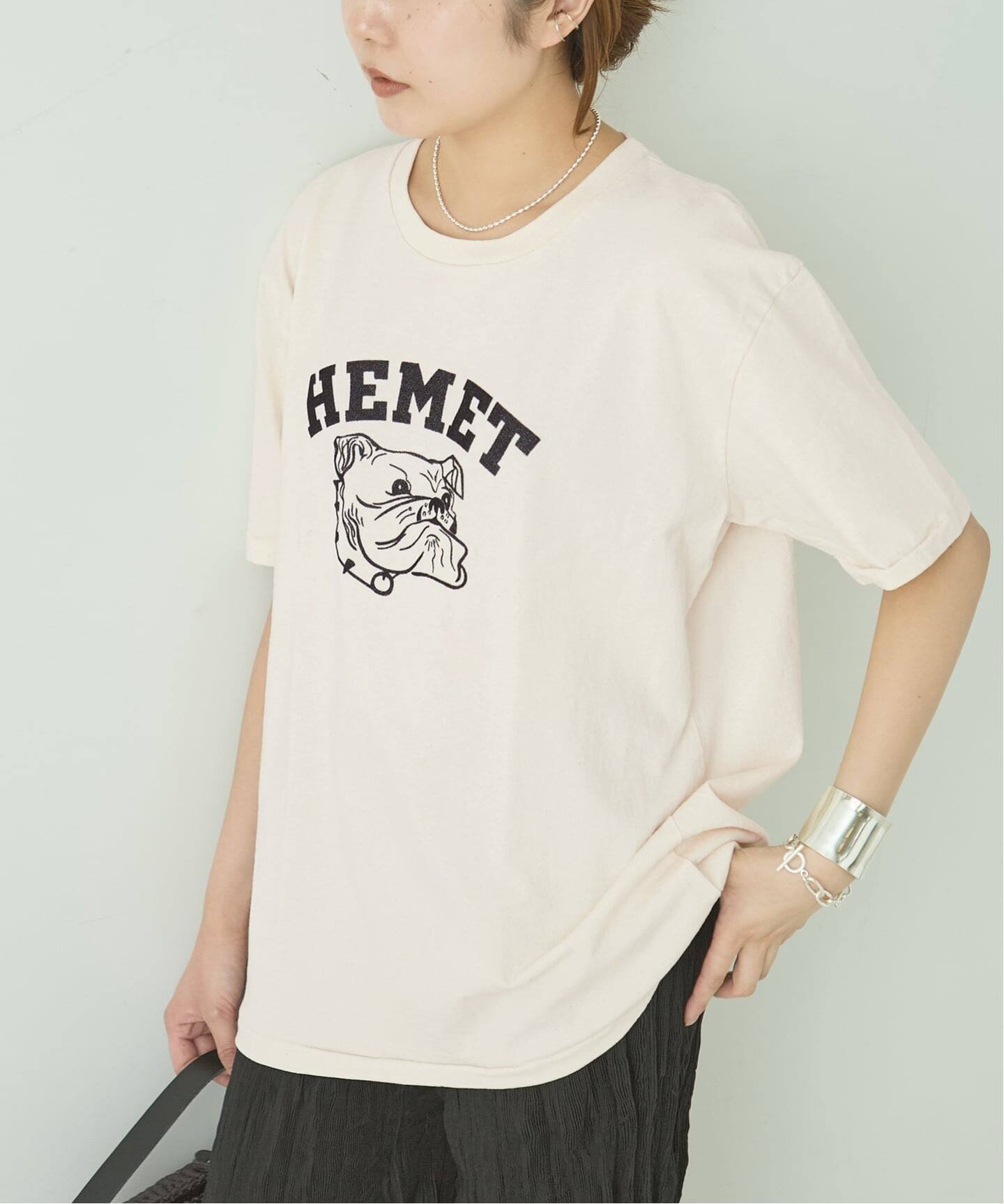 【ジャーナルスタンダード レサージュ/journal standard L'essage】のMIXTA/ミクスタ HEMET CREW Tシャツ インテリア・キッズ・メンズ・レディースファッション・服の通販 founy(ファウニー) 　ファッション　Fashion　レディースファッション　Fashion for Women　トップス・カットソー　Cut & Sew Tops　シャツ・ブラウス・オフィスカジュアル　Elegant Blouses & Button-Ups　ロングTシャツ・Tシャツ　Longline T-Shirts & Tees　インディゴ　Indigo Denim　グラフィック　Graphic, Graphic Design　デニム　Denim, Jeans Material　人気　Popular, Best Seller　ハンド　Hand, Handmade　プリント　Print, Printed Pattern　ナチュラル|ID: prp329100004975501 ipo3291000000037298136