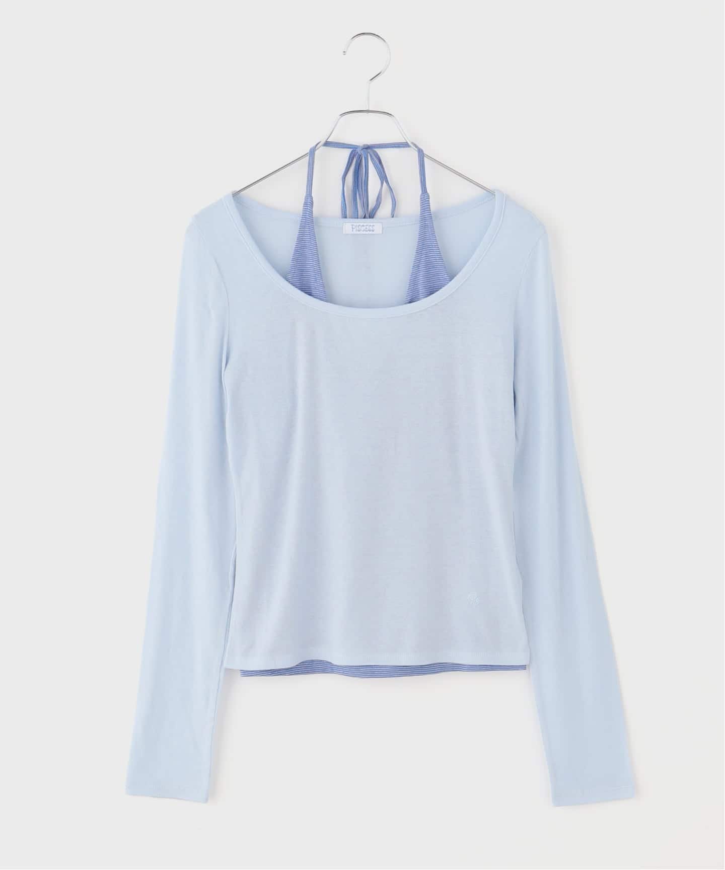【ユーバイ スピック&スパン/U by Spick&Span】のPISCESS/パイシス Layered Halter Long Sleeve Tops インテリア・キッズ・メンズ・レディースファッション・服の通販 founy(ファウニー) 　ファッション　Fashion　レディースファッション　Fashion for Women　トップス・カットソー　Cut & Sew Tops　スマート　Smart, Elegant　ベーシック　Basic, Essential　水着　Swimsuit, Swimwear　ブルー A|ID: prp329100004975503 ipo3291000000037298144