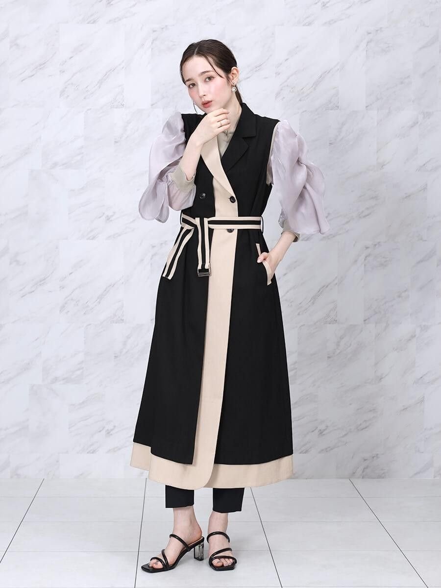 【ヴァン/Vin】のラウンドヘムバイカラージレワンピ インテリア・キッズ・メンズ・レディースファッション・服の通販 founy(ファウニー) 　ファッション　Fashion　レディースファッション　Fashion for Women　アウター　Coat / Outerwear Collection　インナー　Innerwear　春　Spring　カットソー　Cut and Sewn Top　ジャンスカ　Jumper Skirt, Pinafore Dress　人気　Popular, Best Seller　モダン　Modern, Contemporary　ロング　Long, Long-Length　S/S・春夏　SS, Spring/Summer, Warm Season　夏　Summer　エレガント 上品　Elegant　ブラック|ID: prp329100004975544 ipo3291000000037298430