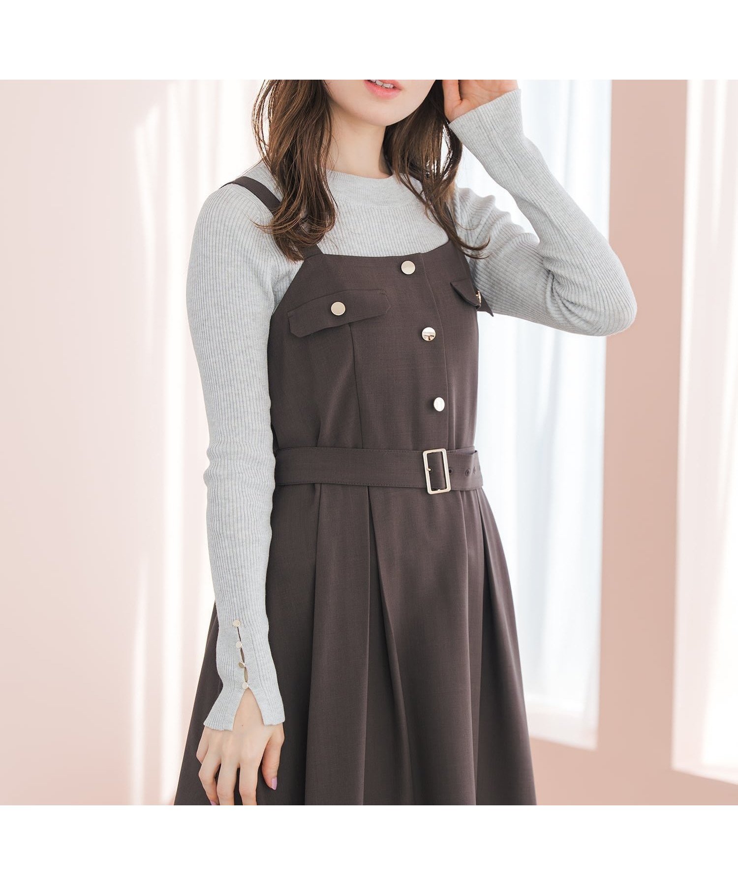 【ミッシュマッシュ/MISCH MASCH】のフラップ付きジャンスカ MM617401 インテリア・キッズ・メンズ・レディースファッション・服の通販 founy(ファウニー) 　ファッション　Fashion　レディースファッション　Fashion for Women　インナー　Innerwear　カットソー　Cut and Sewn Top　シンプル　Simple, Minimal　フェミニン　Feminine, Girly　フラップ　Flap, Flap Pocket　フロント　Front, Front Design　ポケット　Pocket, Pocket Detail　リブニット　Rib Knit, Ribbed Knit　ロング　Long, Long-Length　エレガント 上品　Elegant　モカ|ID: prp329100004975545 ipo3291000000037298434