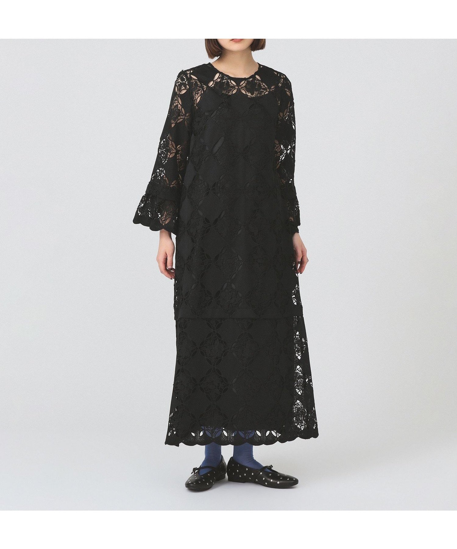 【ビームス ウイメン/BEAMS】のレース ベルカフス ロングスリーブ ワンピース インテリア・キッズ・メンズ・レディースファッション・服の通販 founy(ファウニー) 　ファッション　Fashion　レディースファッション　Fashion for Women　ワンピース　Dresses　インナー　Innerwear　カフス　Cuff Design　シンプル　Simple, Minimal　スリーブ　Sleeve, Long Sleeve / Short Sleeve　フェミニン　Feminine, Girly　レース　Lace, Lace Fabric　ロング　Long, Long-Length　二次会　After Party　結婚式　Wedding　BLACK|ID: prp329100004975549 ipo3291000000037298451