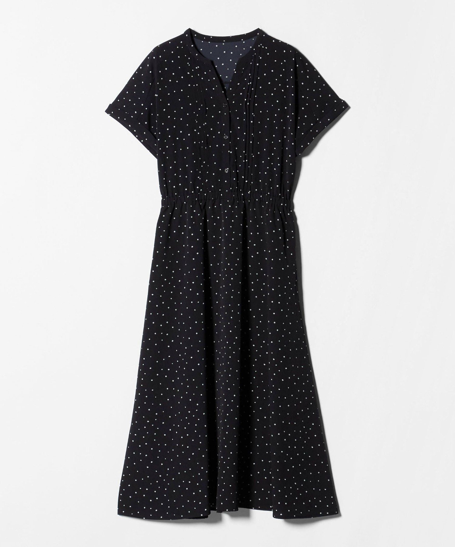 【ユナイテッドアローズ/UNITED ARROWS】のプリント ピンタック スキッパーワンピース A DAY IN THE LIFE インテリア・キッズ・メンズ・レディースファッション・服の通販 founy(ファウニー) 　ファッション　Fashion　レディースファッション　Fashion for Women　ワンピース　Dresses　カーディガン　Cardigan, Knitwear　サンダル　Sandals, Summer Shoes　シューズ　Shoes, Footwear　スキッパー　Skipper, Open Collar　スニーカー　Sneakers, Trainers　スリーブ　Sleeve, Long Sleeve / Short Sleeve　トレンド　Trend, Trending Now　ドット　Polka Dot, Dot Pattern　バランス　Balance, Style Balance　フィット　Fit, Slim Fit　フェイス　Face, Facial Design　フレア　Flare, Flared　フレンチ　French, French Style　フロント　Front, Front Design　プリント　Print, Printed Pattern　ランダム　Random, Irregular　レオパード　Leopard, Animal Print　アウトレット　Outlet / Clearance　おすすめ　Recommended / Our Picks　ビジネス 仕事 通勤　Business / Work / Commuting　NAVY|ID: prp329100004975566 ipo3291000000037298515