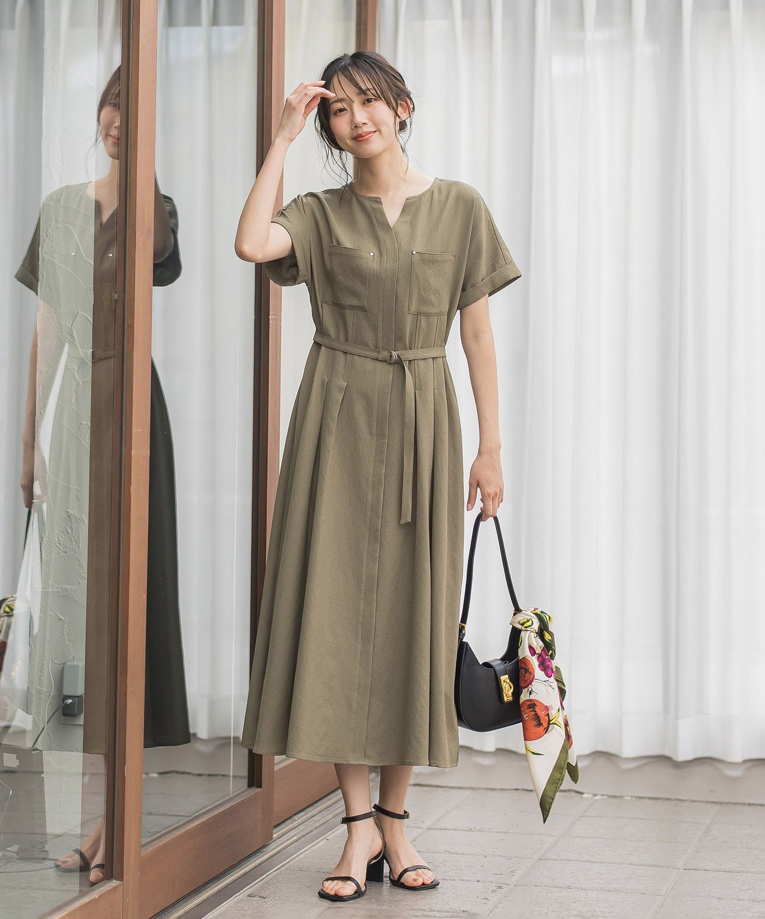 【ドロワット ロートレアモン/Droite Lautreamont】のラフロニークロスワンピース インテリア・キッズ・メンズ・レディースファッション・服の通販 founy(ファウニー) 　ファッション　Fashion　レディースファッション　Fashion for Women　ワンピース　Dresses　春　Spring　吸水　Absorbent, Quick-Dry　シルバー　Silver, Metallic Silver　トレンド　Trend, Trending Now　フェミニン　Feminine, Girly　ペチコート　Petticoat, Underskirt　半袖　Short Sleeve, Half Sleeve　マキシ　Maxi, Full Length　メッシュ　Mesh, Net Fabric　リラックス　Relax, Relaxed Fit　ロング　Long, Long-Length　S/S・春夏　SS, Spring/Summer, Warm Season　夏　Summer　2026年　2026　2026春夏・S/S　Spring/Summer 2026 SS26　カーキ|ID: prp329100004975573 ipo3291000000037298541