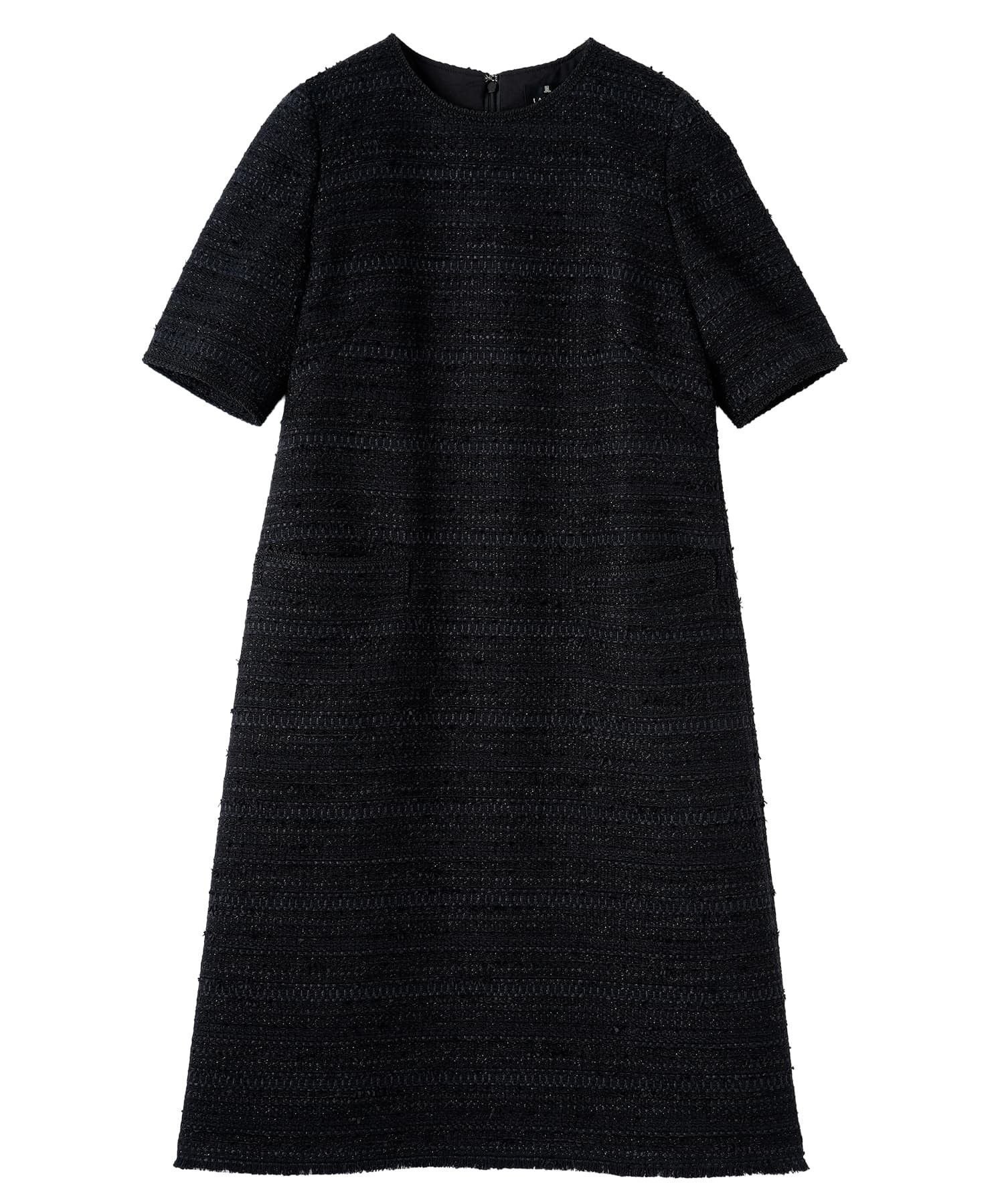 【ランバンコレクション/LANVIN COLLECTION】のファンシーツイードドレス インテリア・キッズ・メンズ・レディースファッション・服の通販 founy(ファウニー) 　ファッション　Fashion　レディースファッション　Fashion for Women　ワンピース　Dresses　フォーマル・パーティードレス・結婚式用ドレス　Elegant & Casual Dresses　シンプル　Simple, Minimal　ジャケット　Jacket, Outerwear　チェック　Check, Plaid, Tartan　フリンジ　Fringe, Tassel　ブレード　Braid, Decorative Trim　ポケット　Pocket, Pocket Detail　おすすめ　Recommended / Our Picks　エレガント 上品　Elegant　ブラック|ID: prp329100004975581 ipo3291000000037298583