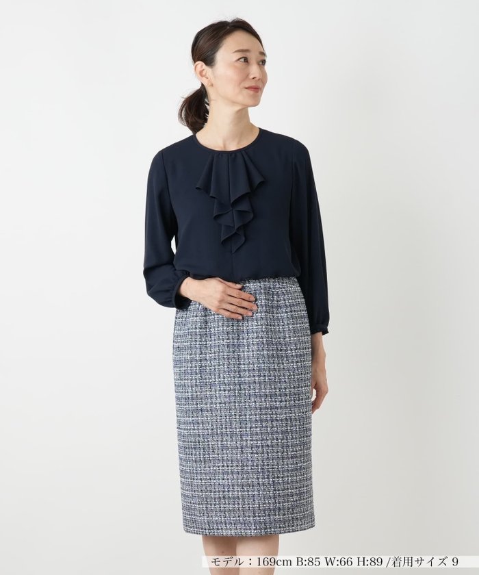 【レリアン/LEILIAN】の切替ワンピース インテリア・キッズ・メンズ・レディースファッション・服の通販 founy(ファウニー) https://founy.com/ ファッション Fashion レディースファッション Fashion for Women ワンピース Dresses エレガント 上品 Elegant ジャケット Jacket, Outerwear セパレート Separate, Two-Piece フリル Frill, Ruffle ブラウジング Blouson Silhouette, Cinched Waist 切替 Switching, Contrast Panel |ID: prp329100004975587 ipo3291000000037298596