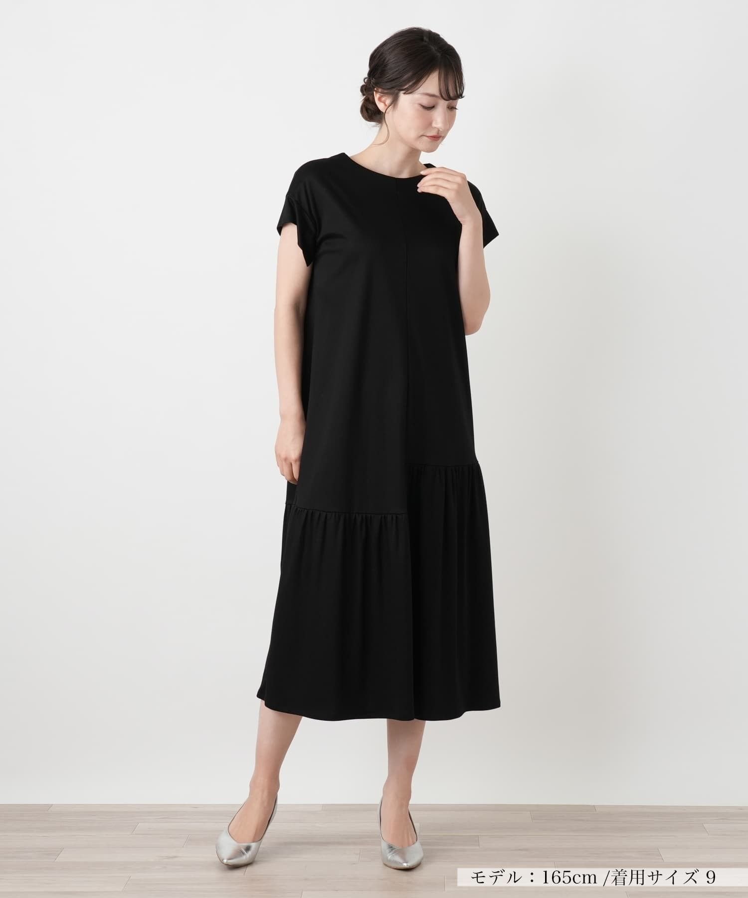【レリアン/LEILIAN】のアシンメトリーギャザーワンピース【BOURGE】 インテリア・キッズ・メンズ・レディースファッション・服の通販 founy(ファウニー) 　ファッション　Fashion　レディースファッション　Fashion for Women　ワンピース　Dresses　アシンメトリー　Asymmetrical Style　ウォッシャブル　Machine Washable　ギャザー　Gathered, Ruffled　スリーブ　Sleeve, Long Sleeve / Short Sleeve　フレンチ　French, French Style　ポケット　Pocket, Pocket Detail　モダン　Modern, Contemporary　リゾート　Resort, Vacation Style　リラックス　Relax, Relaxed Fit　夏　Summer　ブラック|ID: prp329100004975591 ipo3291000000037298607