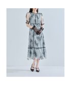 【ビーフラット/bflat】の【低身長用サイズあり】フラワーレースパイピングフレアドレス 結婚式 成人式 二次会 ブルーグレー|ID: prp329100004975629 ipo3291000000037298730
