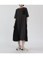 【ラシュッド/LASUD】のサイドプリーツドッキングワンピース チャコールグレー|ID: prp329100004975645 ipo3291000000037298797