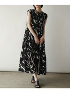 【ラシュッド/LASUD】のウェーブプリントティアードワンピース ブラック|ID: prp329100004975650 ipo3291000000037298815