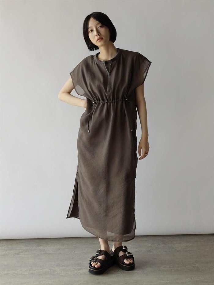 【ラシュッド/LASUD】のドロストシアーレイヤードワンピース インテリア・キッズ・メンズ・レディースファッション・服の通販 founy(ファウニー) https://founy.com/ ファッション Fashion レディースファッション Fashion for Women ワンピース Dresses インナー Innerwear シアー Sheer, See-Through 軽量 Lightweight, Ultra Light |ID: prp329100004975652 ipo3291000000037298819