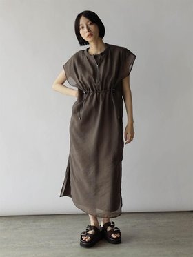 【ラシュッド/LASUD】のドロストシアーレイヤードワンピース 大人の最旬トレンドファッション＆コーディネート founy(ファウニー) ファッション Fashion レディースファッション Fashion for Women ワンピース Dresses インナー Innerwear シアー Sheer, See-Through 軽量 Lightweight, Ultra Light |ID:prp329100004975652