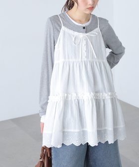 【フリーズマート/FREE'S MART】のコットンティアードミニワンピース 大人の最旬トレンドファッション＆コーディネート founy(ファウニー) ファッション Fashion レディースファッション Fashion for Women ワンピース Dresses おすすめ Recommended / Our Picks インナー Innerwear カーディガン Cardigan, Knitwear クロップド Cropped, Short Length ティアード Tiered, Tiered Style デニム Denim, Jeans Material フリル Frill, Ruffle フロント Front, Front Design ボトム Bottoms, Lower Wear リボン Ribbon, Bow レース Lace, Lace Fabric |ID:prp329100004975723